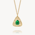 18k Emerald Engraved Starlight Necklace - OOAK