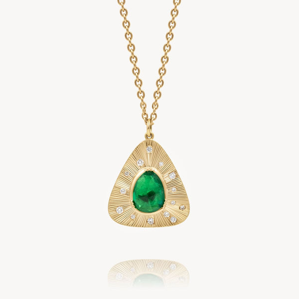 18k Emerald Engraved Starlight Necklace