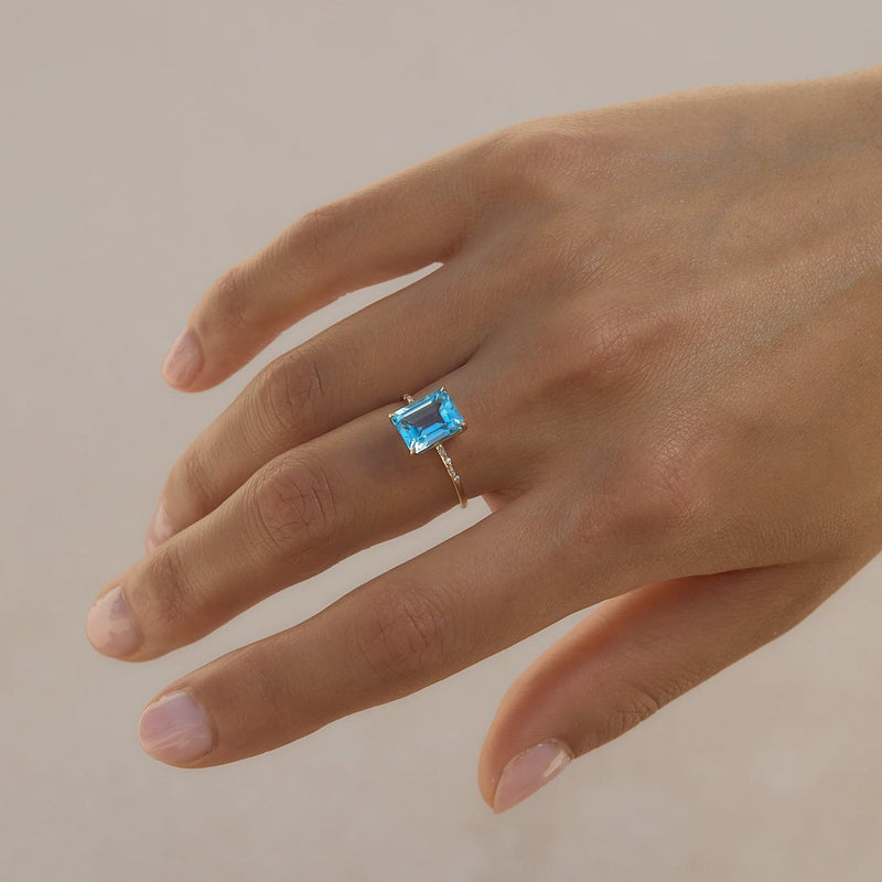 Large Starry Blue Topaz Ring