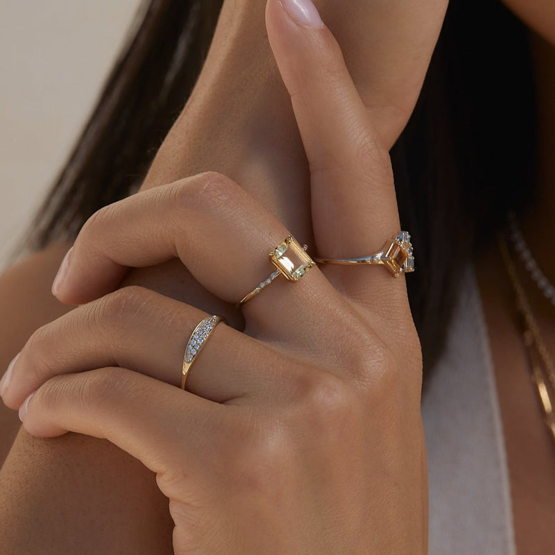 Large Starry Citrine Ring