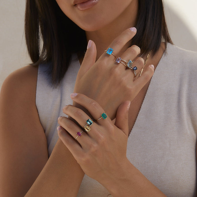 Large Starry Blue Topaz Ring