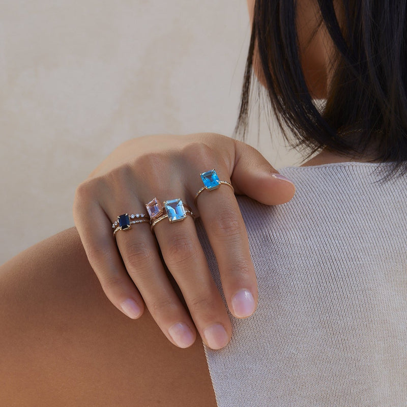 Large Starry Blue Topaz Ring