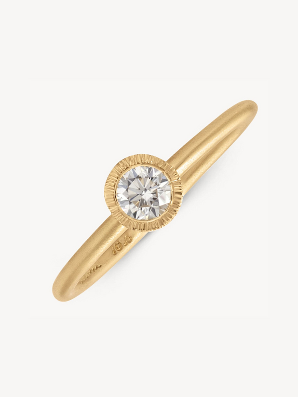18k Brushed Bezel Diamond Solitaire Ring