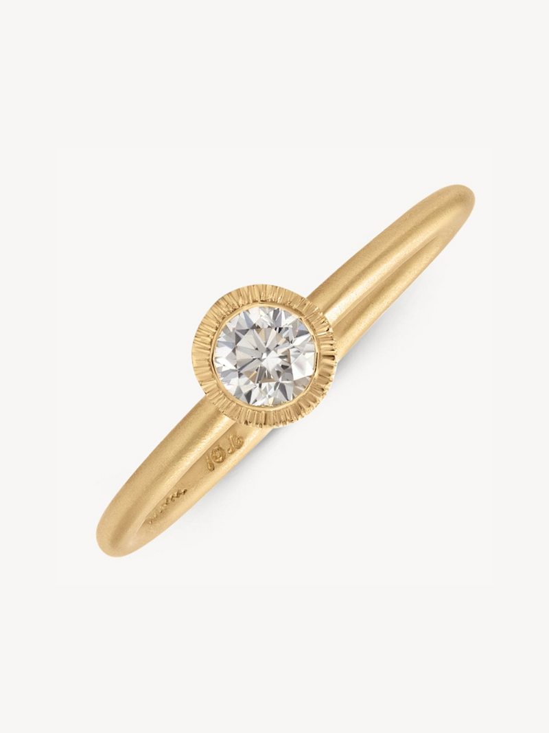18k Brushed Bezel Diamond Solitaire Ring