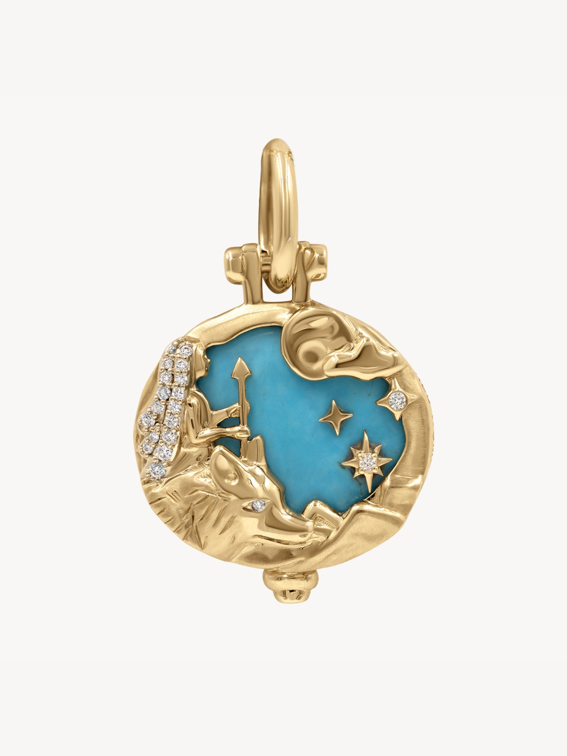 Two Sided Turquoise Oval Pendant in 14k Yellow Gold | Audry Rose x