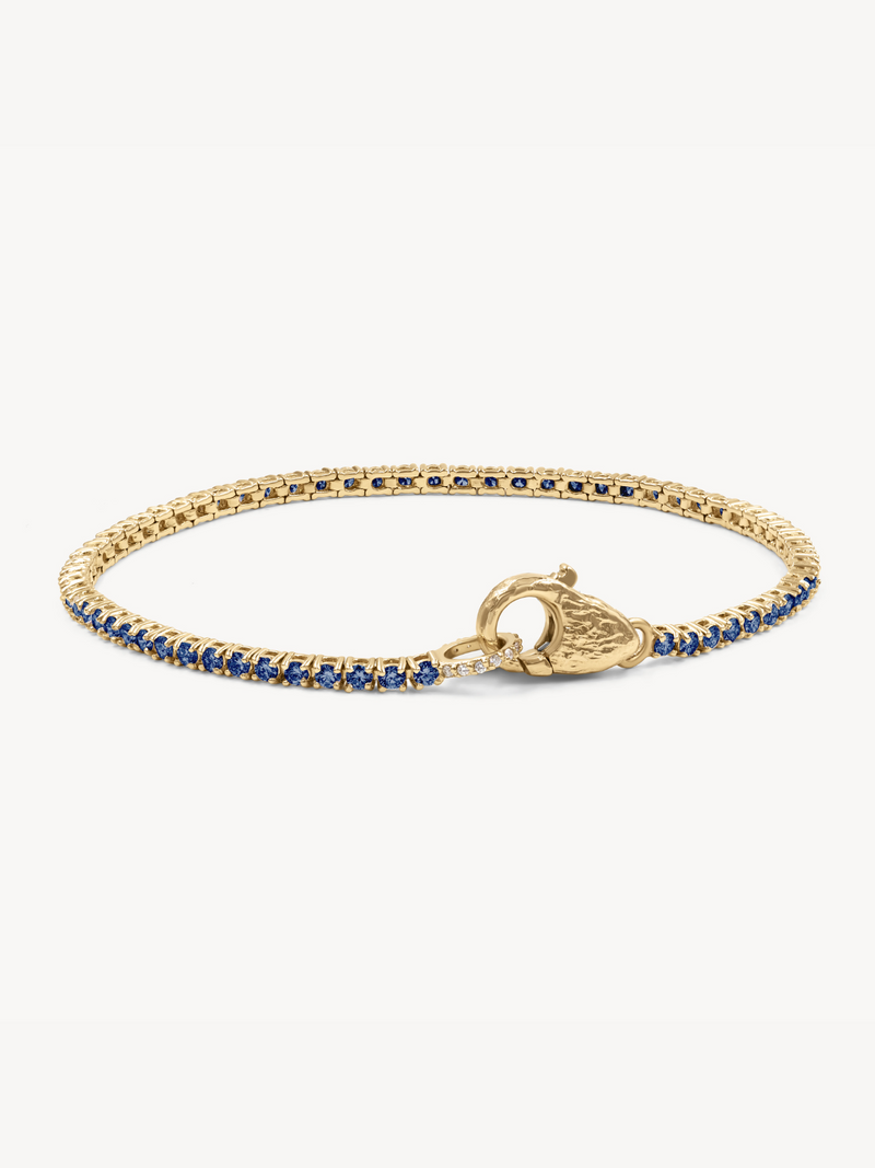 Blue Sapphire Tennis Lock Bracelet