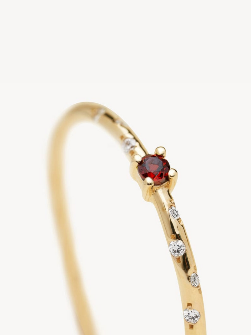 Dainty Starry Birthstone Ring - Ruby