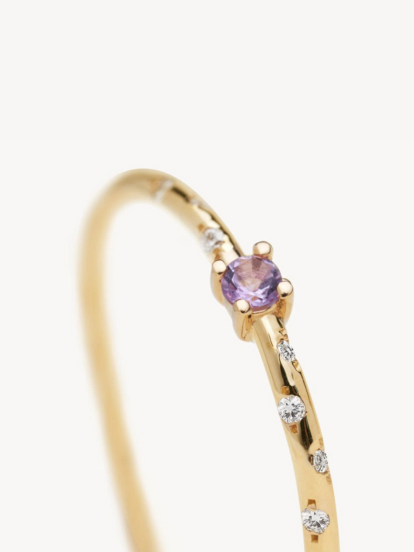 Dainty Starry Birthstone Ring - Amethyst