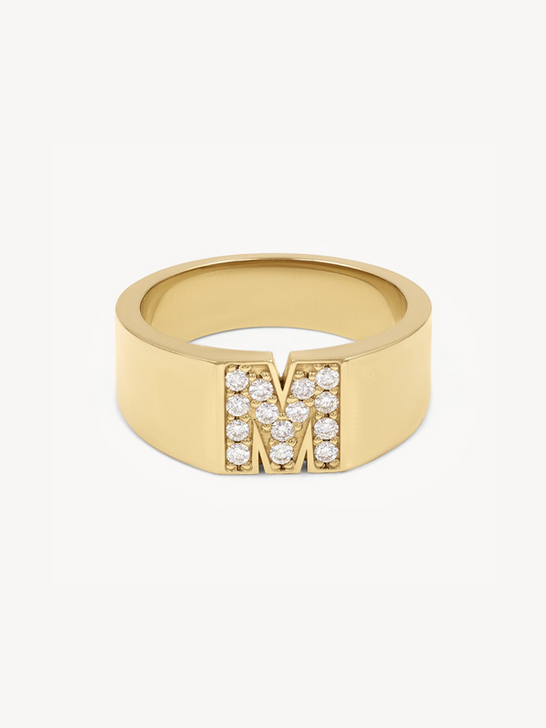 Pave Letter M Ring