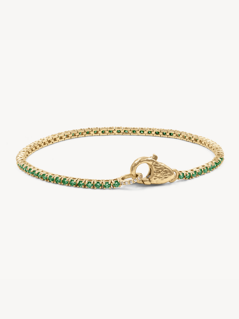 Emerald Tennis Lock Bracelet