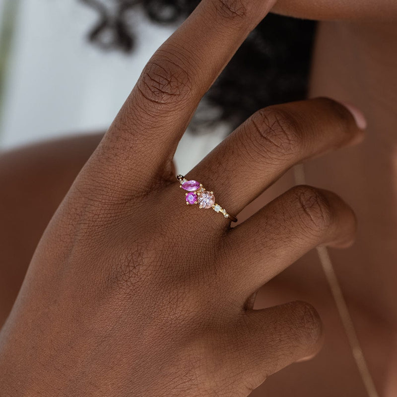 Pink Ocean Starry Cluster Ring