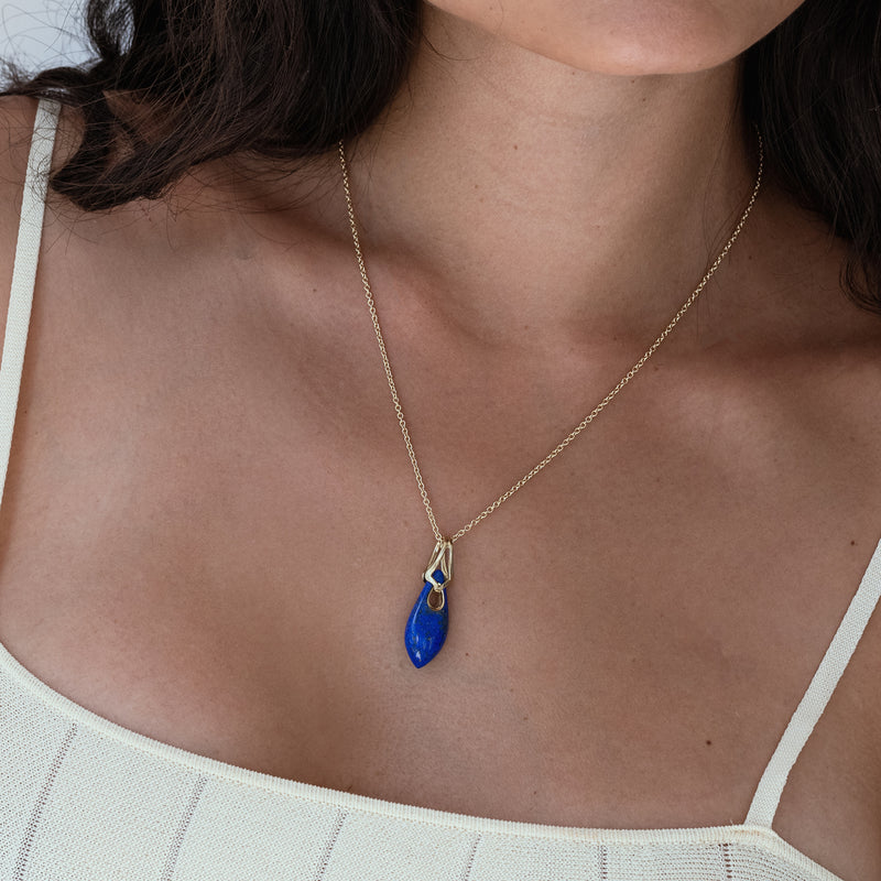 Lapis Elongated Droplet Pendant