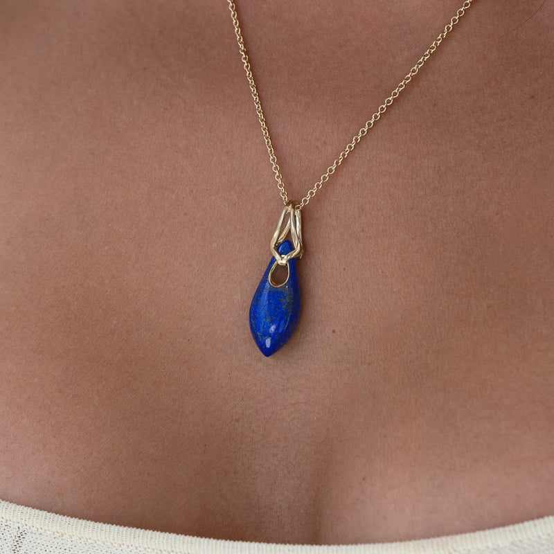 Lapis Elongated Droplet Pendant