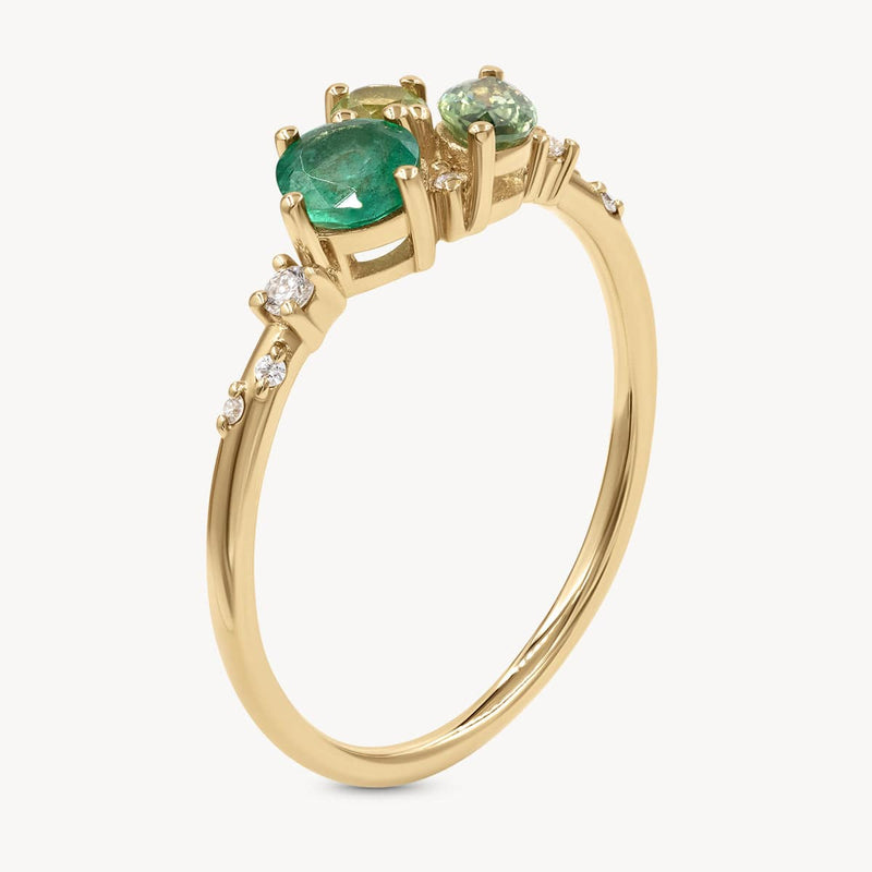 Green Ocean Starry Cluster Ring