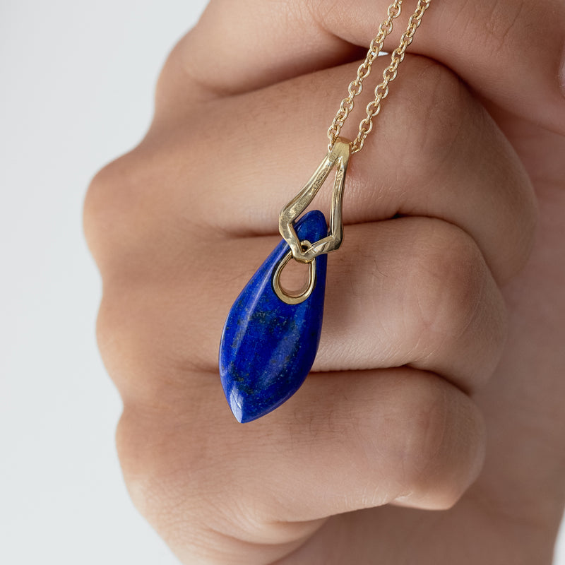 Lapis Elongated Droplet Pendant