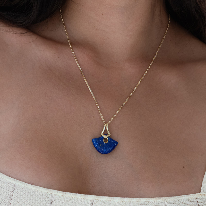 Lapis Tumbler Shield Pendant