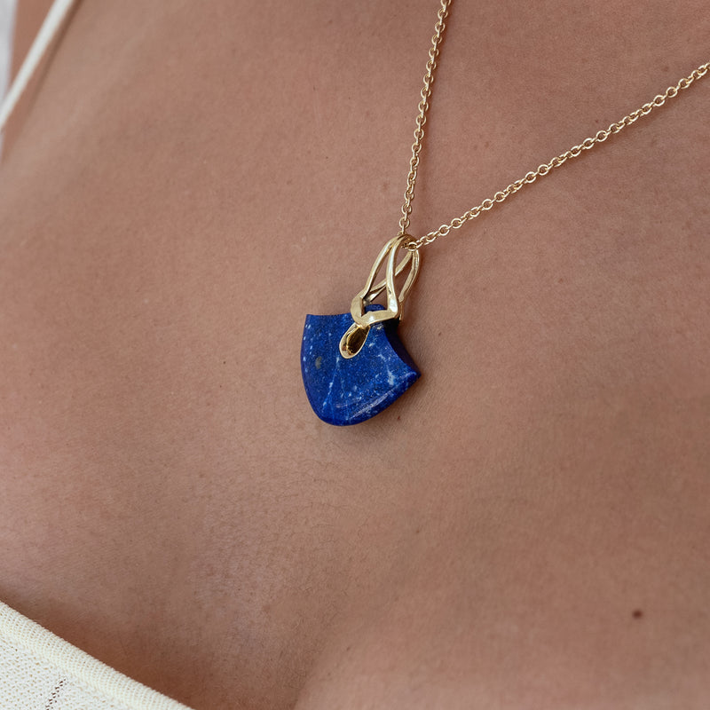 Lapis Tumbler Shield Pendant