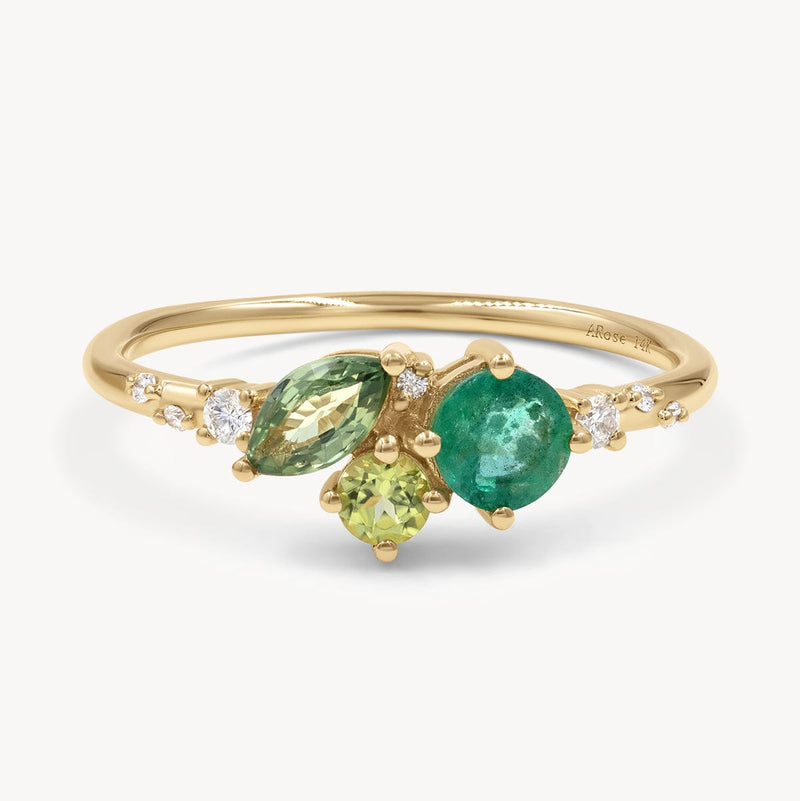 Green Ocean Starry Cluster Ring