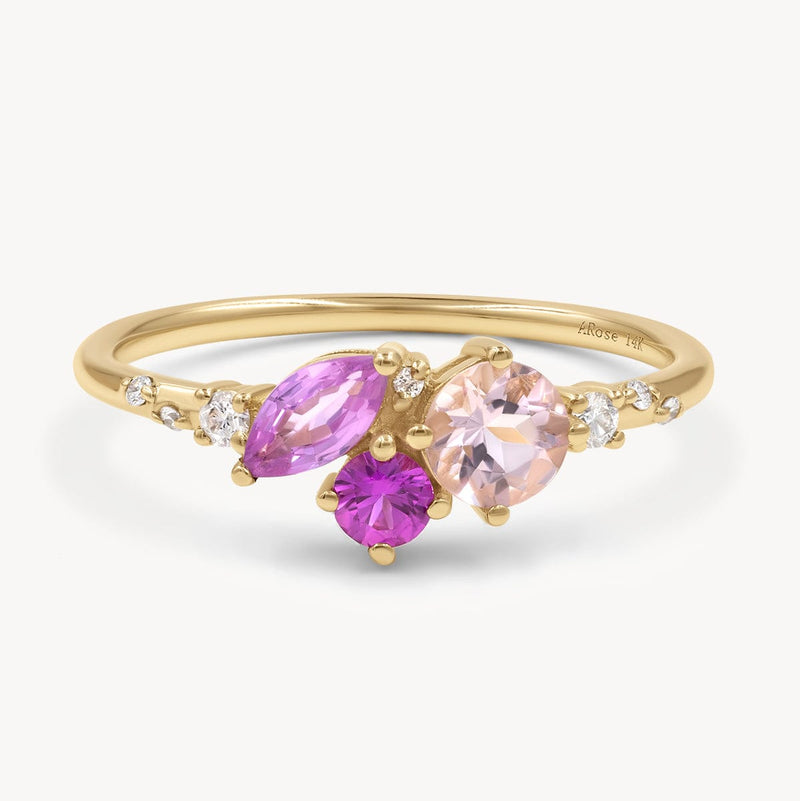 Pink Ocean Starry Cluster Ring