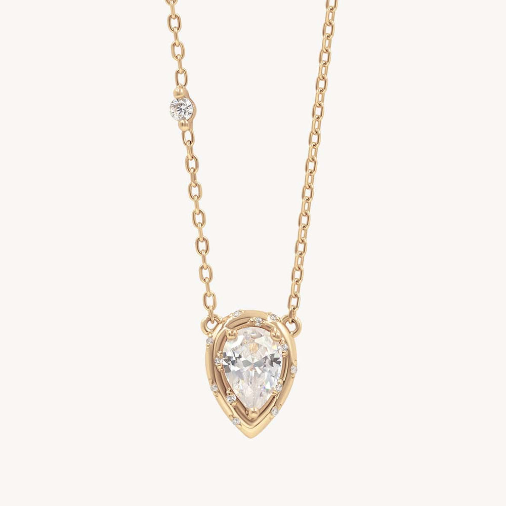 Pear Halo Diamond Necklace
