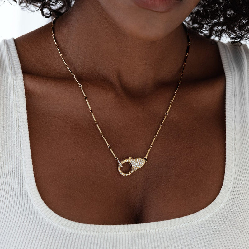 Pave Diamond Lock Necklace