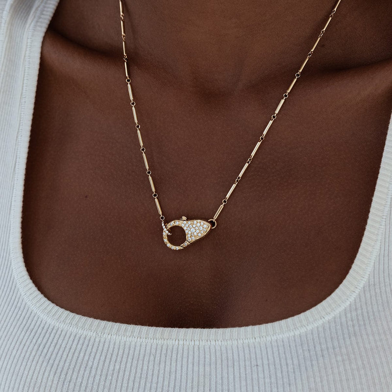 Pave Diamond Lock Necklace