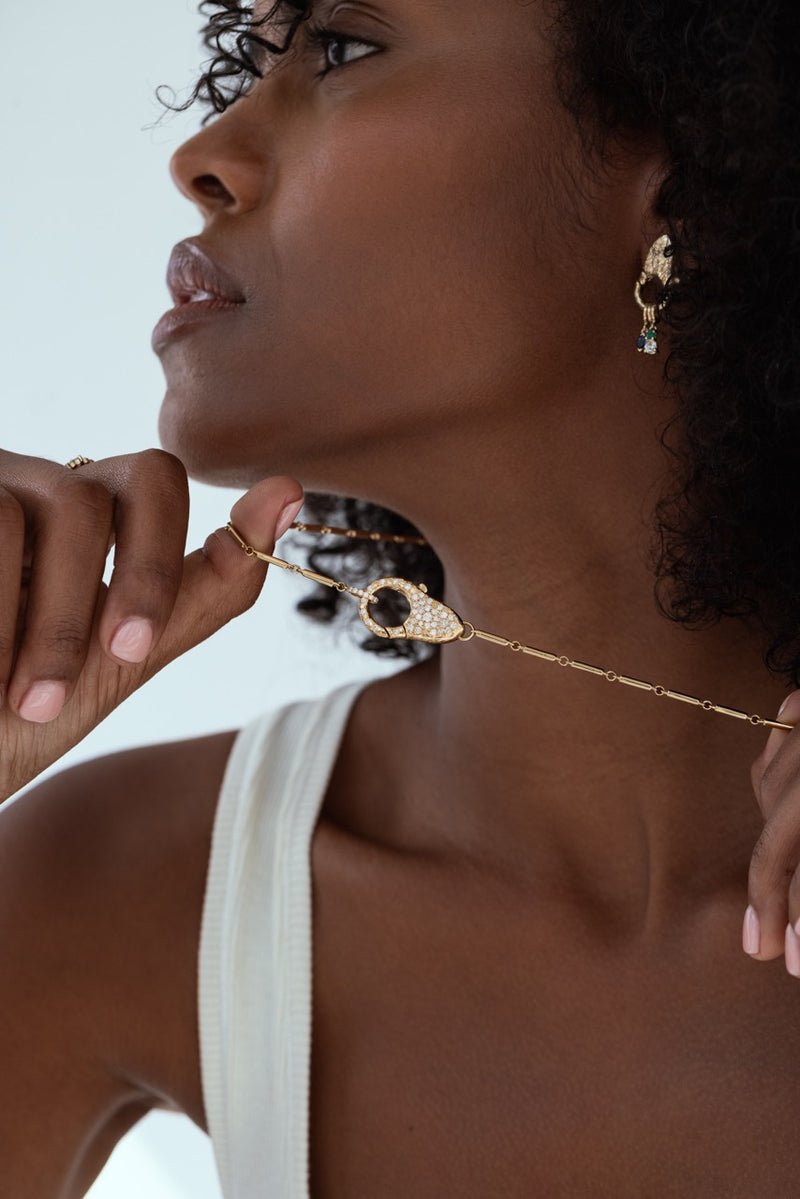 Pave Diamond Lock Necklace