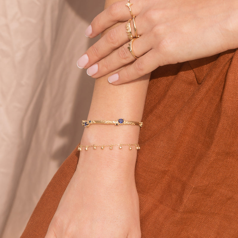 Sapphire and Diamond Encrusted Gold Cuff