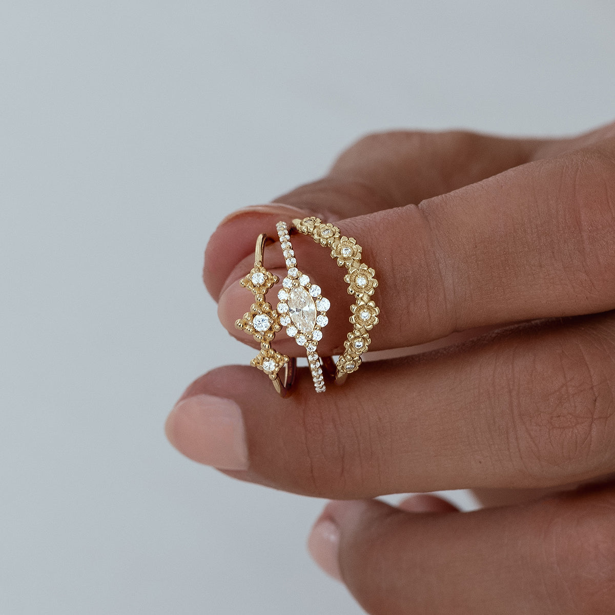 Beaded Flora Cluster Ring