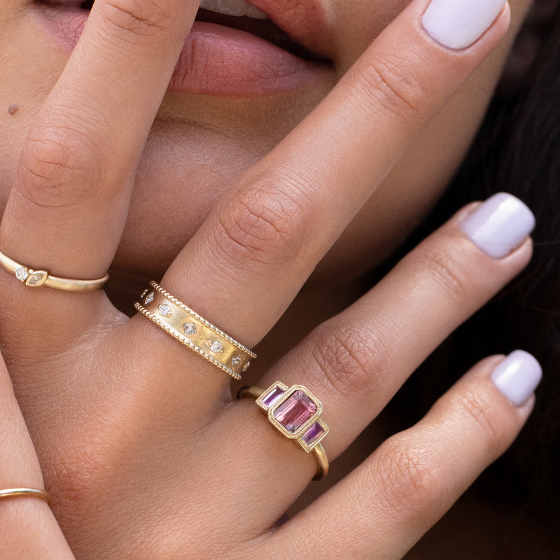 Charlotte Bicolor Tourmaline and Sapphire Ring