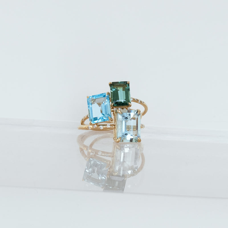 Large Starry Blue Topaz Ring