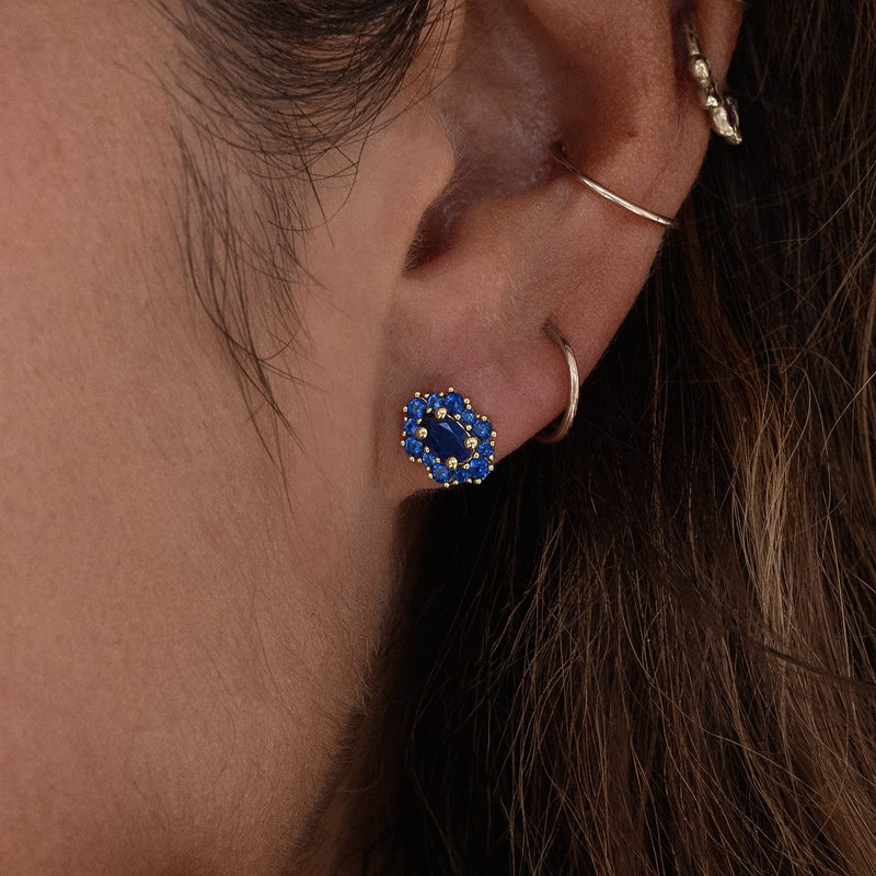 Starry Sakura Blue Sapphire Studs