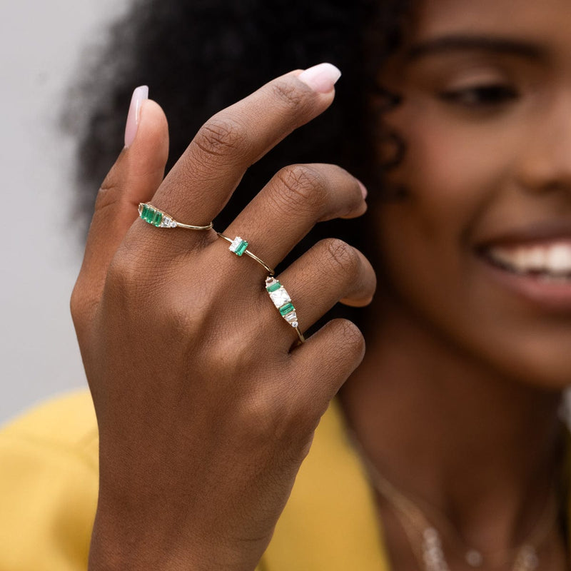 Emerald Diamond Twinkle Ring