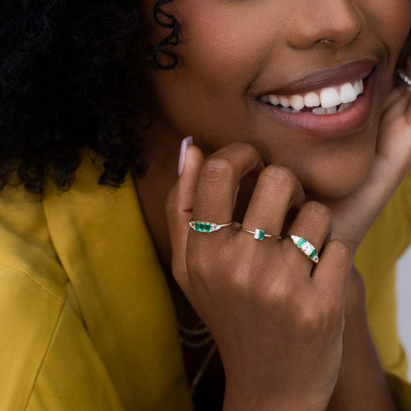 Emerald Diamond Twinkle Ring