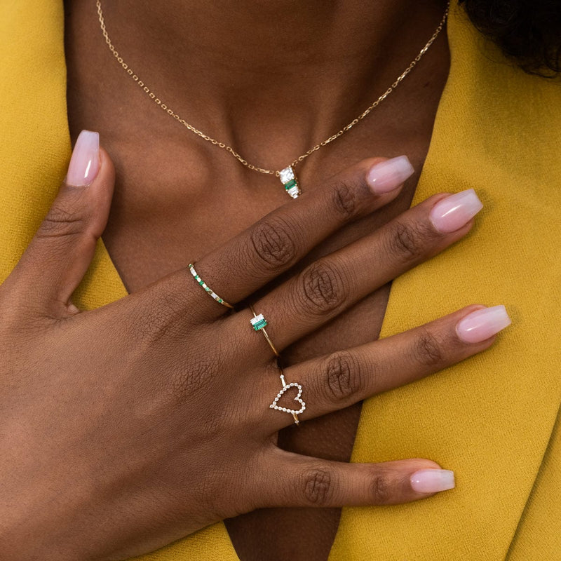 Emerald Diamond Twinkle Ring