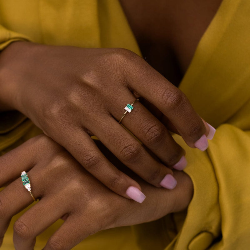 Emerald Diamond Twinkle Ring