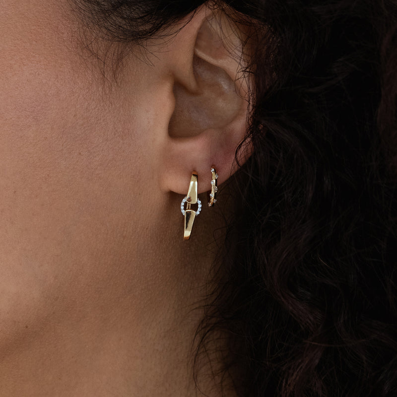 Two-Toned Diamond Buckle Earrings