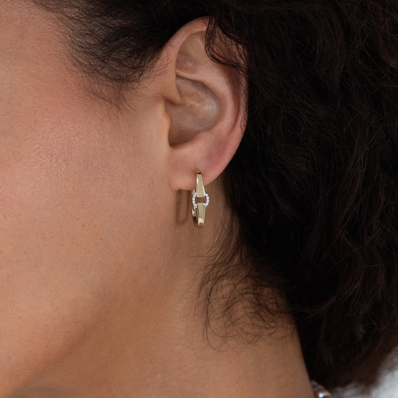 Two-Toned Diamond Buckle Earrings