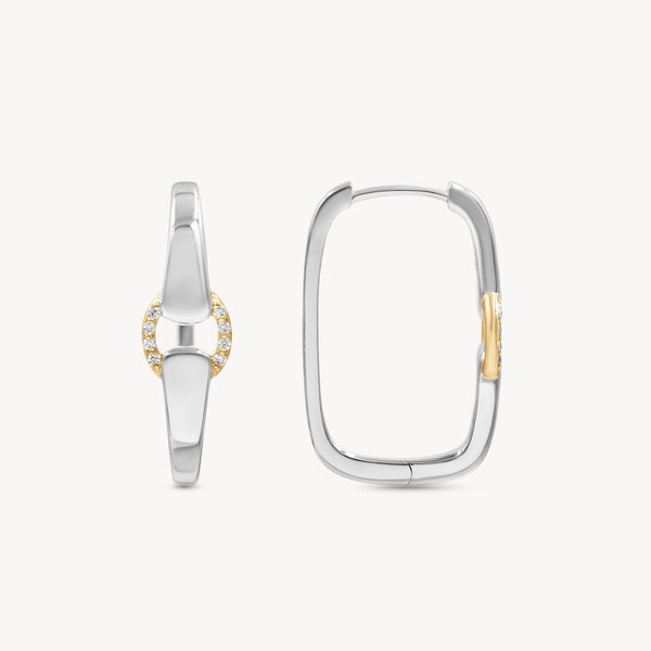 Mixed Metal Diamond Buckle Earrings