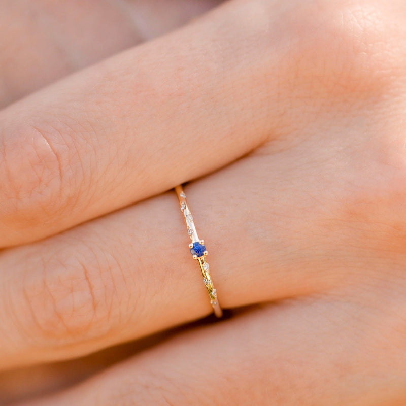 Dainty Starry Birthstone Ring