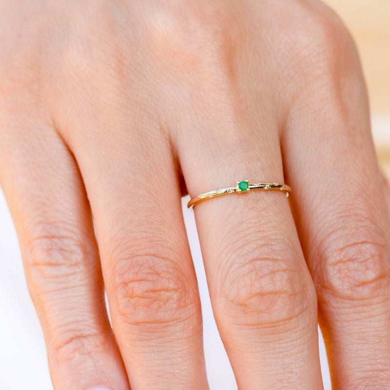 Dainty Starry Birthstone Ring