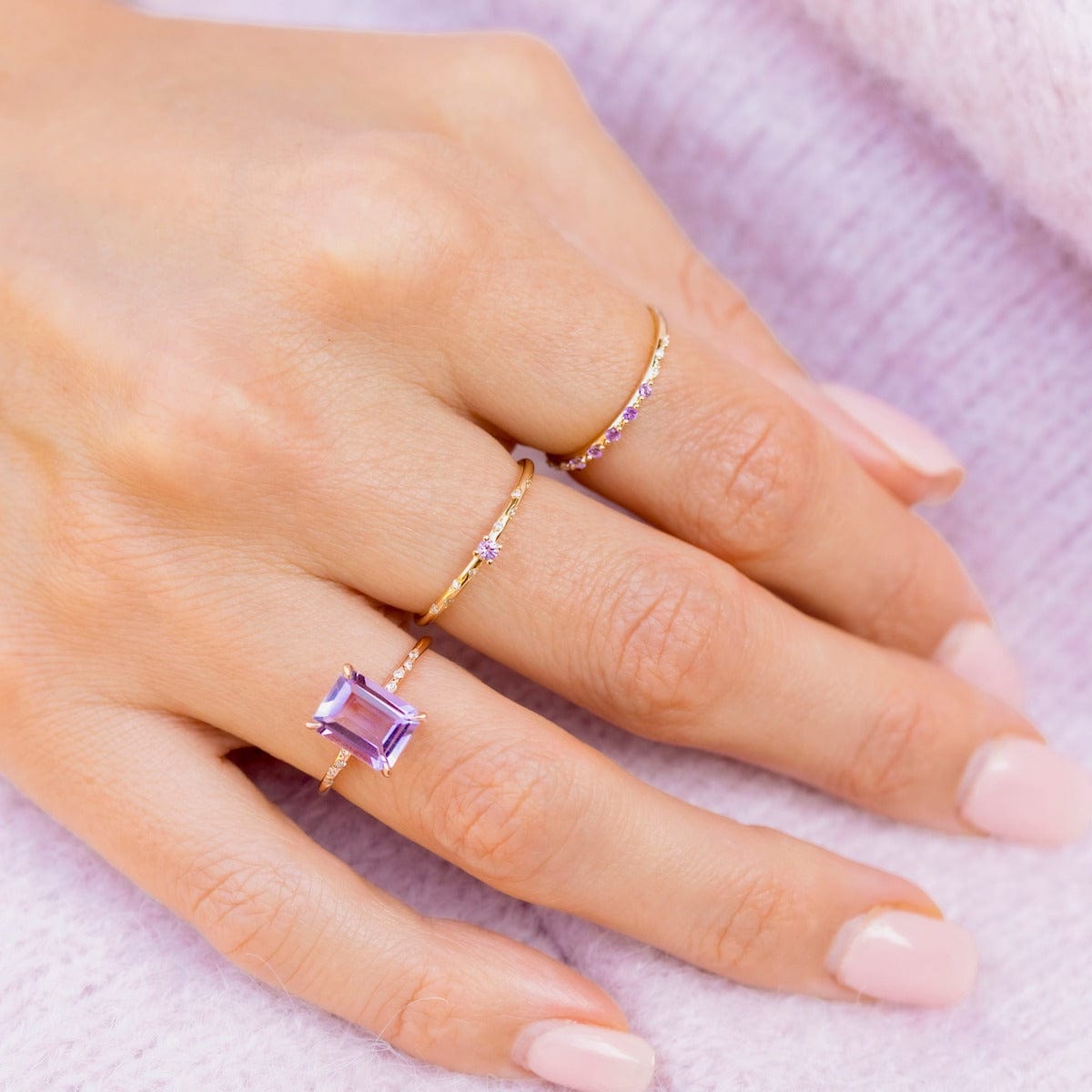 Dainty princess birthstone on sale ring