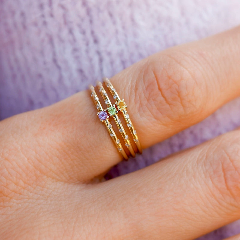 Dainty Starry Birthstone Ring