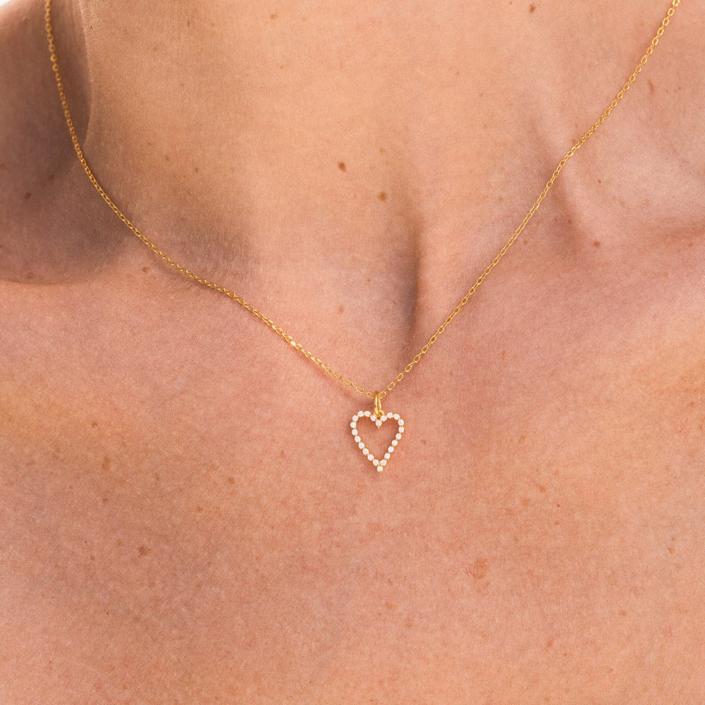 Diamond Heart Necklace in 14k Yellow Gold