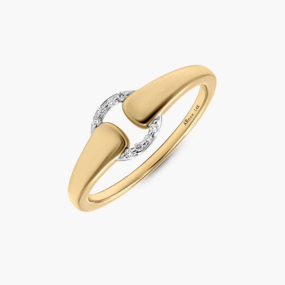 Two-Toned Diamond Buckle Ring