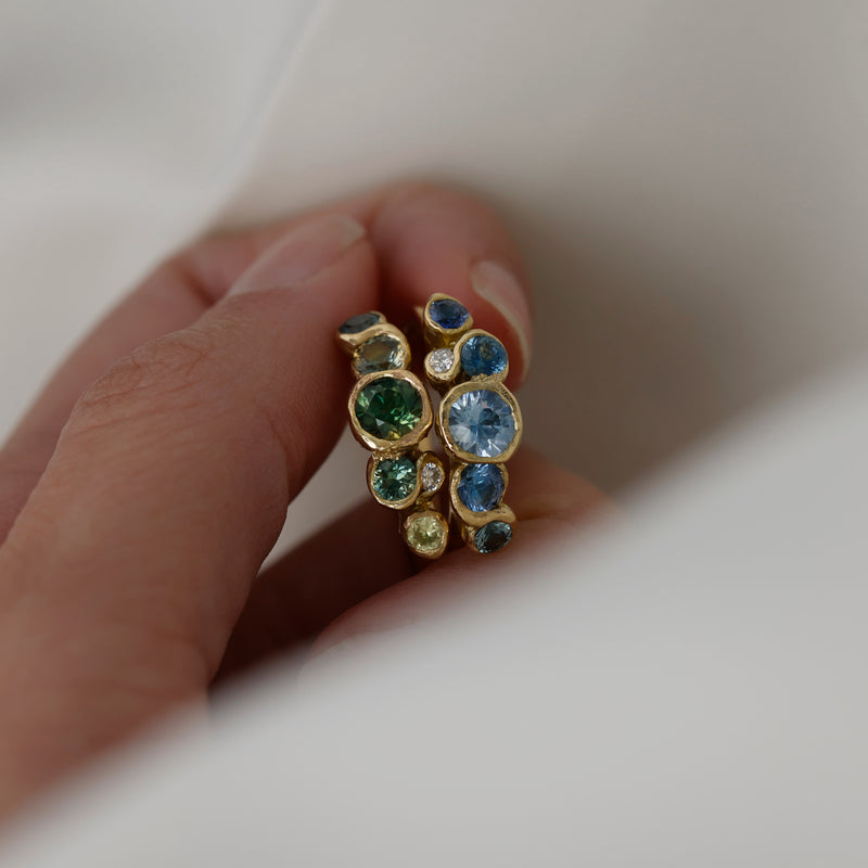 Green Ocean Sapphires Seaweed Ring