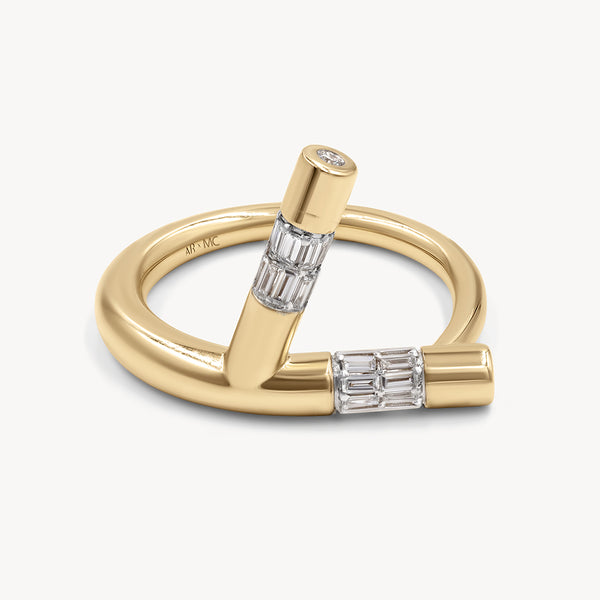 Baguette Diamond Y Ring in 14k Yellow Gold | Audry Rose x Matteo Cibic