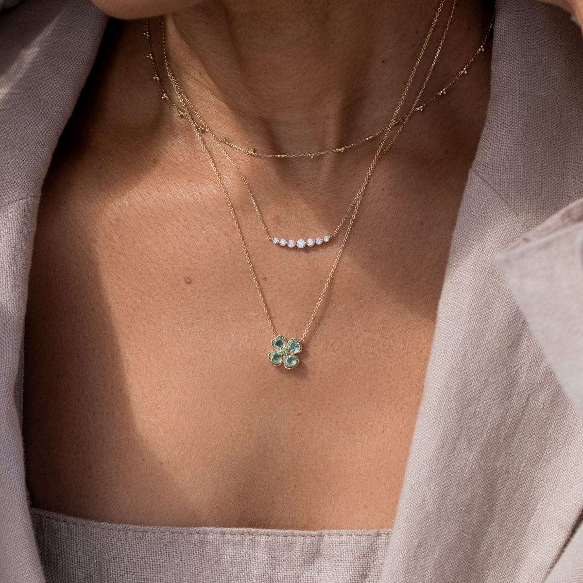 Vintage Green Sapphire Necklace Rose Gold Pear Saphire Diamond Pendant | La  More Design