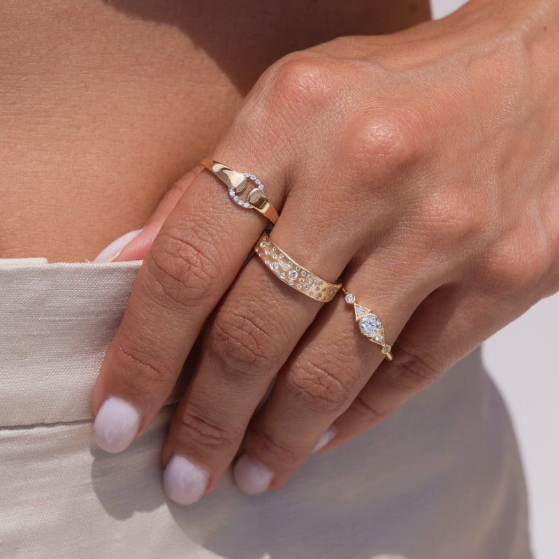 Two-Toned Diamond Buckle Ring