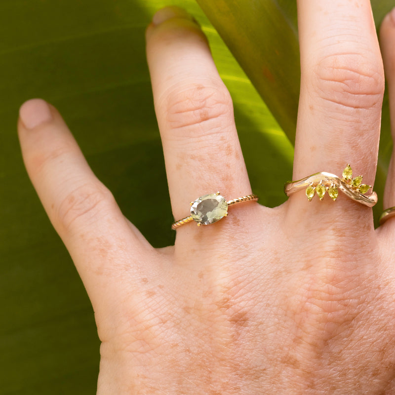 Green Amethyst Twist Ring